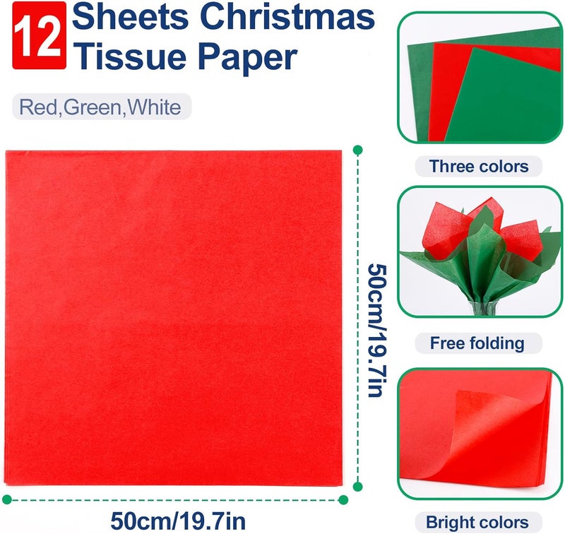 YANGTE 12 Pack 13" Large Christmas Gift Bags with Tissue Paper, Reusable Non-Woven Christmas Bag with Handles for Presents Wrapping, Shopping Xmas Party Supplies - Image 3